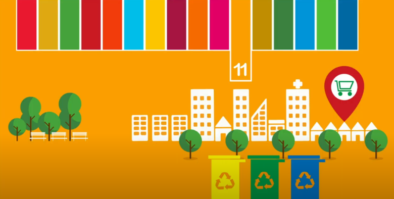 screenshot of the Sustainability video presenting the sustainable development goal number 11